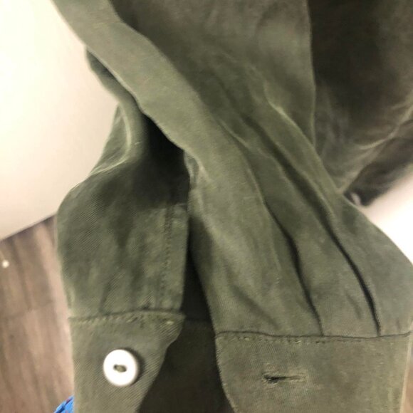 AllSaints Anya Green Shirt Dress Buttoned Sz L - Picture 4 of 9